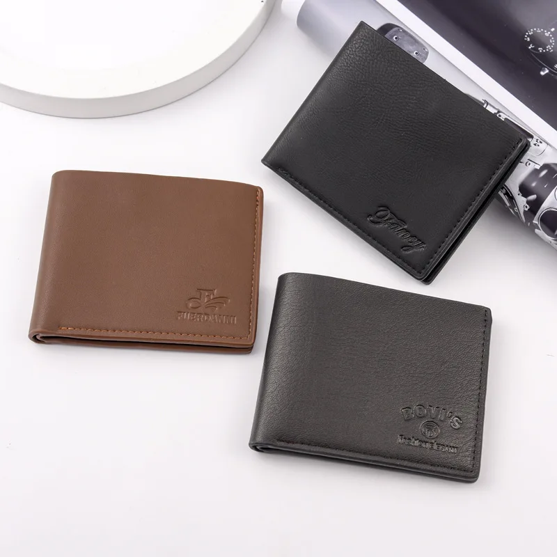 Мужской кошелек винтажный держатель для карт короткий с отделением фотографий