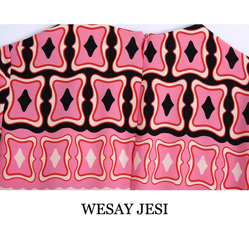 

WESAY JESI Summer Dresses For Women 2021 Fashion Casual Shirt Dress Woman Oversize Chic Geometric Patterns Female Loose Dresses