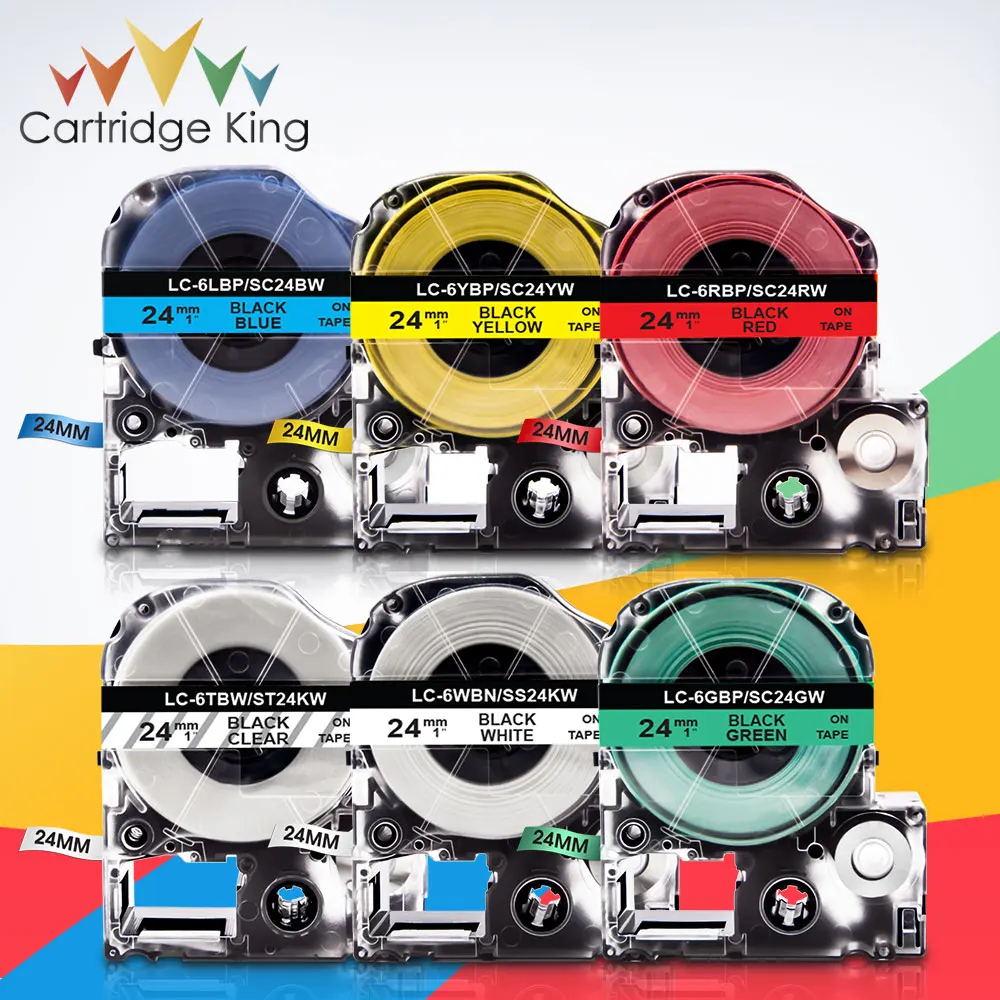 16 Цвет 24 мм лента для маркировки Epson ST24KW SS24KW SC24KZ SD24BW ST24BW этикеток King Джим LW-700