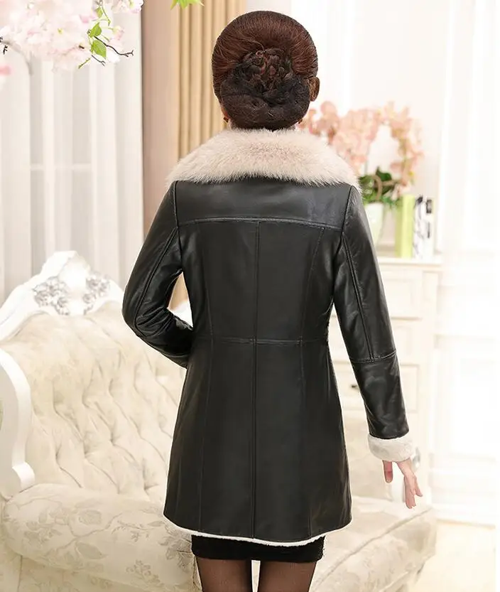 Осенняя и зимняя женская кожаная куртка длинная новая Корейская с тонким меховым