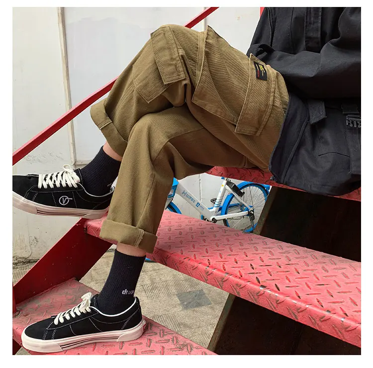 LAPPSTER Men Streetwear Cargo Pants Mens Overalls Hip Hop Joggers Thick Winter Sweatpants Male Harem Fashoins Track Pants