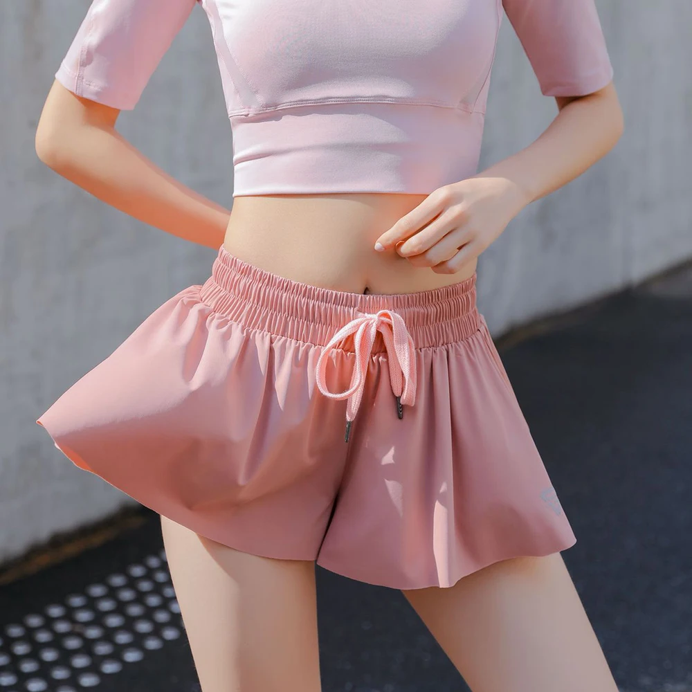 

High Quality Summer Running Shorts Women 2 In 1 Marathon Quick Dry Shorts Gym Loose Sport Shorts Breathable Yoga Shorts 2021