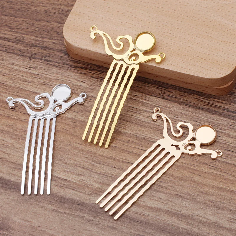 Гребни для волос Металлические золотистые/серебристые 10 шт. 50*15 мм | Украшения и