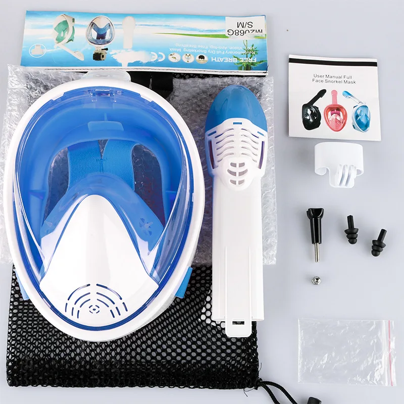 Professional Full Face Diving Mask Snorkeling Helmet Respiratory Dry Duikbril Accessories BI50DM | Спорт и развлечения