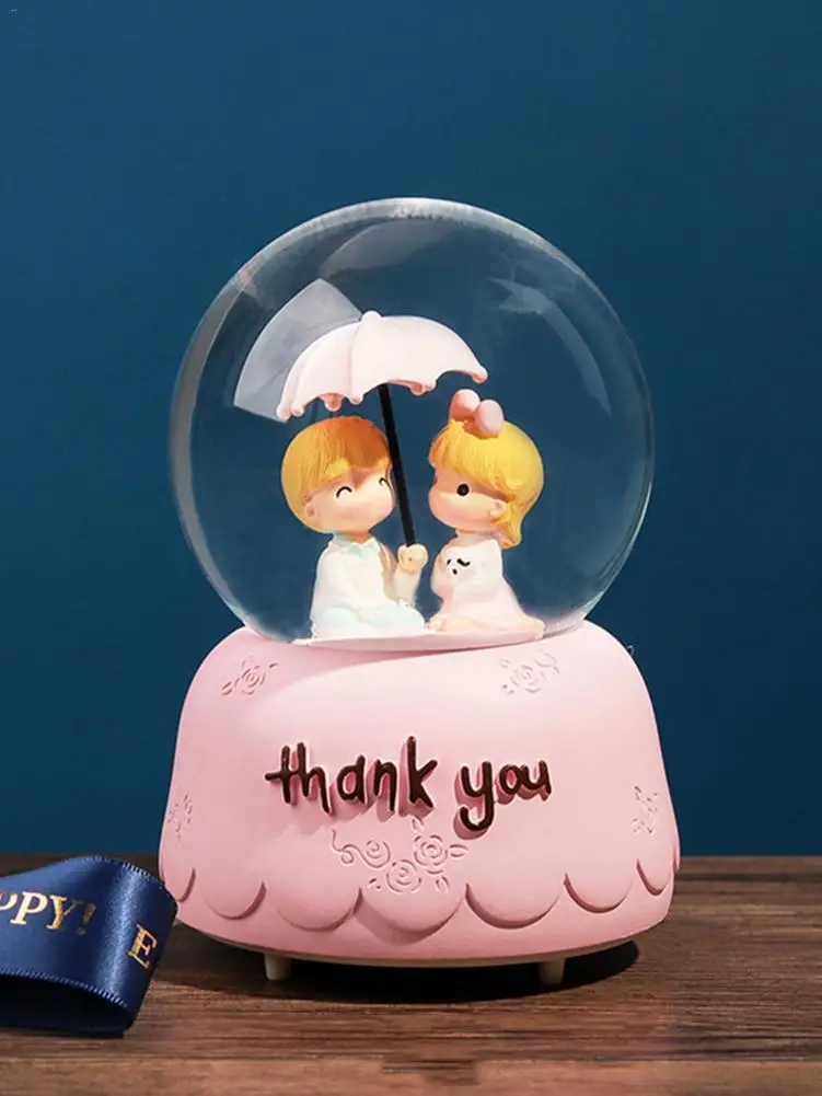 Инновационная музыкальная шкатулка INS Girl с розовым снегом фонари хрустальный шар