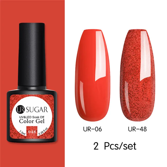 New 2pcs 15 Ur Sugar 2/4 шт. Розовый Блестящий Гель-лак для ногтей замочить от УФ-светодиодный длительный гель лак для ногтей Лаки маникюрный лак набор украшений - Цвет: New 2pcs 15