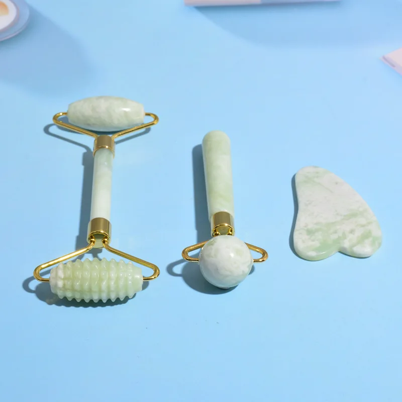 Массажер гуашный нефритовый с натуральным камнем для подтяжки глаз и