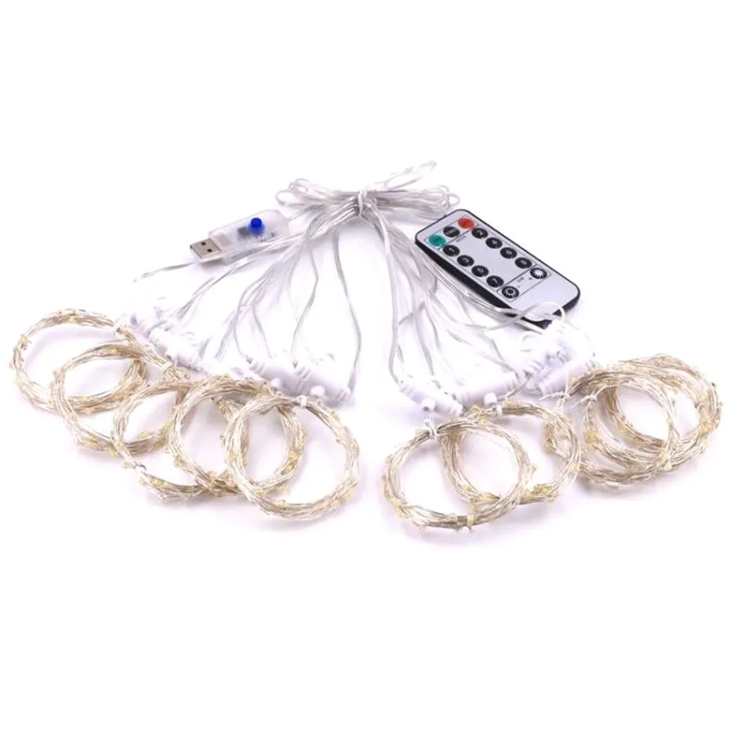 Светодиодная гирлянда на окно занавес с питанием от USB домашнее украшение день