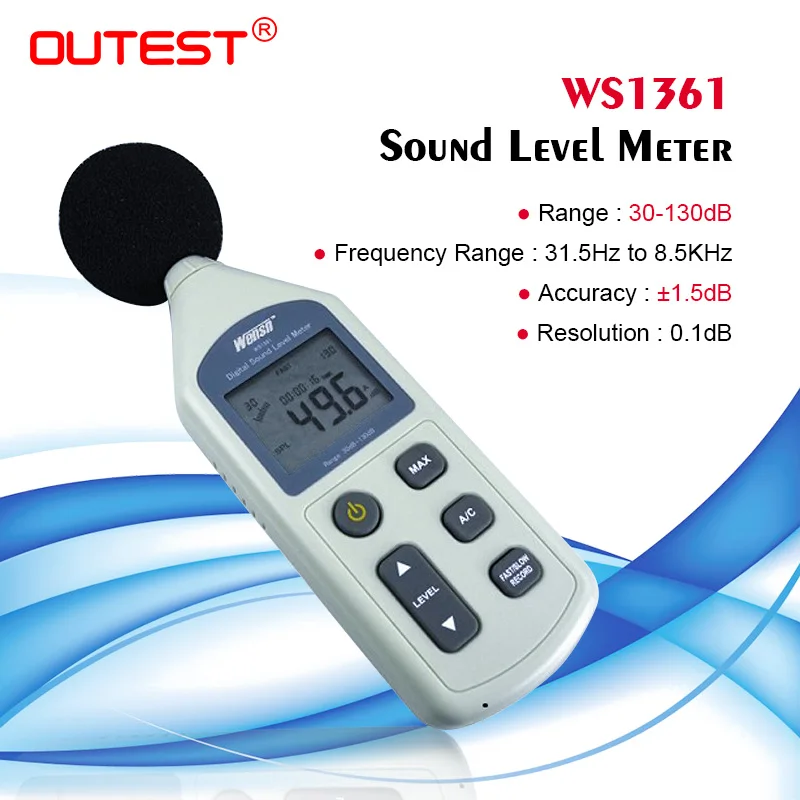 WS1361 30 130dB LCD цифровой измеритель уровня звука шума децибел мониторинг Регистратор