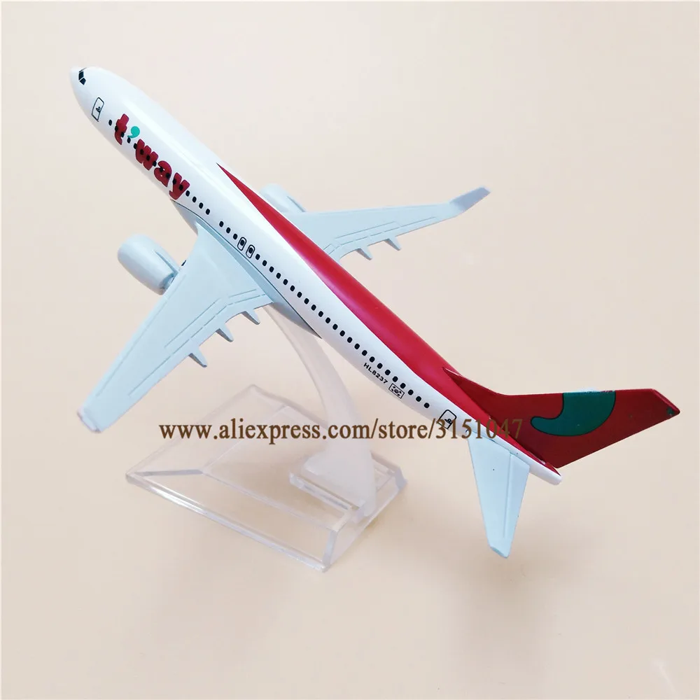

16cm Metal Alloy Plane Model Air Korean T'way Airlines Boeing 737 B737 Airways Aircraft Airplane Model w Stand Gift
