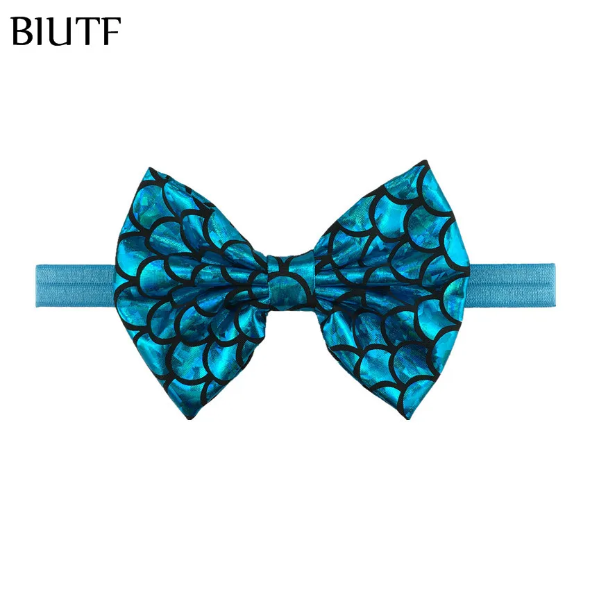 20 шт./лот DIY бутик эластичная лента повязка с 5 ''мягкая ткань Русалка волос лук