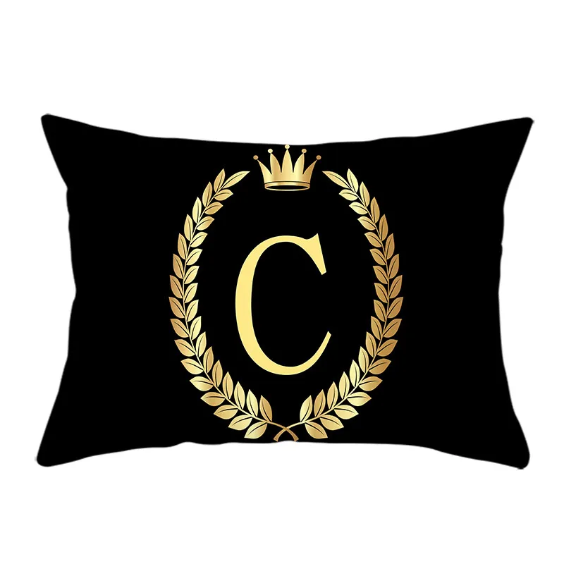 Fuwatacchi черные чехлы для подушек с принтом короны A-Z наволочки с алфавитом для домашнего дивана декоративная прямоугольная Подушка 30*50 см