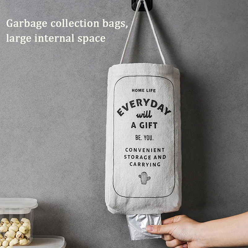 

Hanging Garbage Bags Storage Organizer Dispenser Kitchen Wall Mounted Reusable Grocery Bags Home Kitchen Accessories Dropship