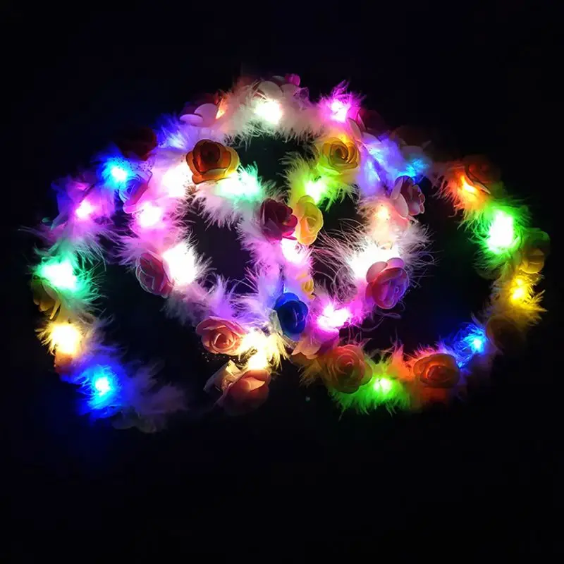 Женский Детский светодиодный светильник Венок Корона пушистое перо