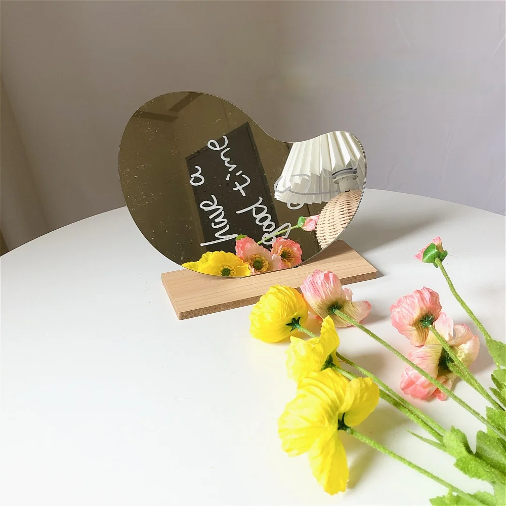 Makeup Mirror Table KOREAN Style Desktop Wood Base Beauty Decorative | Mirrors