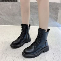 2022 autumn and winter british style trendy sexy motorcycle boots round toe ladies tooling boots zapatos de mujer