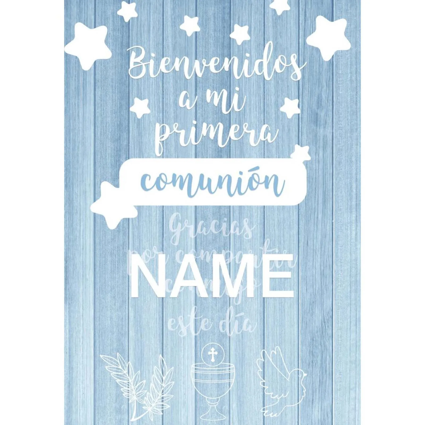 

Children's Communion Background Blue Pink Jupiter Birthday Party Boy Bird Baptism Baby Shower Light with Banner Fabric Vinyl