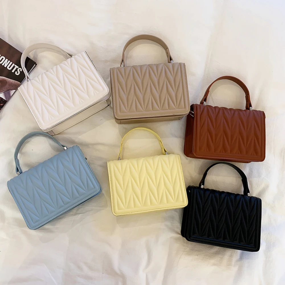 

Fashion Geometric Embossing Crossbody Bags Women PU Leather Solid Color Shoulder Bag Casual Ladies Simple Clamshell Handbags New