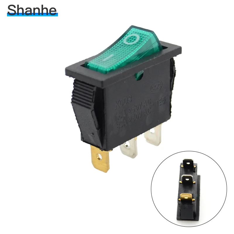 KCD3 3Pin лодка автомобиля кулисный переключатель 16A 250VAC 30A 250VAC - Цвет: Зеленый