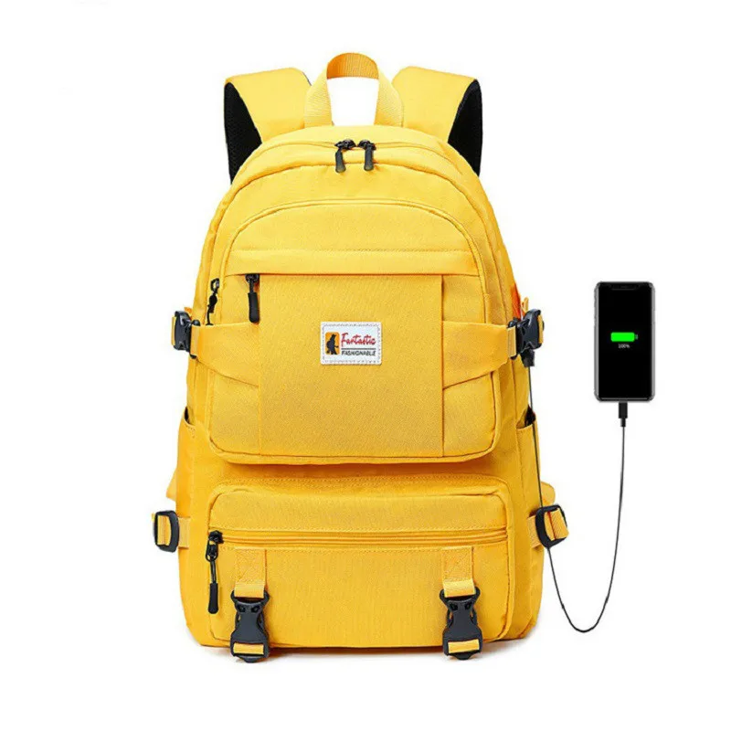 Новый модный желтый рюкзак, детские школьные ранцы для девочек, водонепроницаемый большой школьный рюкзак из ткани Оксфорд для подростков, ...