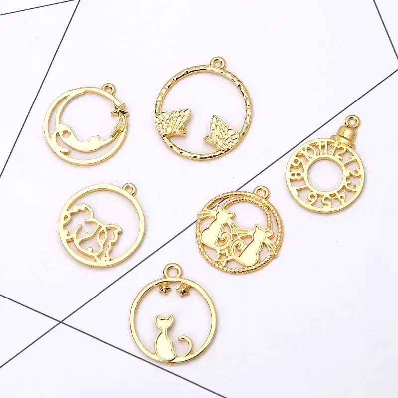 6 шт. кошка собака круглые карманные часы Металлическая Рамка кулон открытый