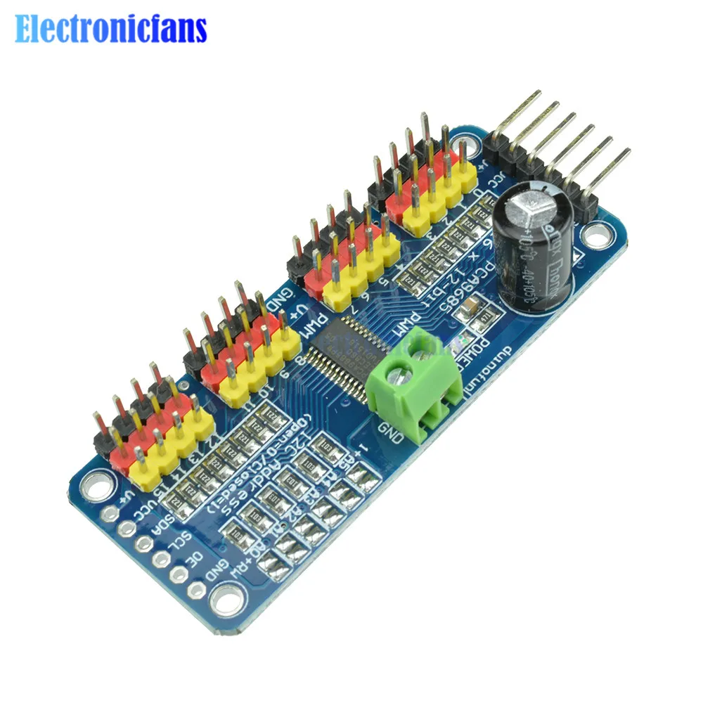 PCA9685 плата драйвера 16-канальный 12-разрядный PWM драйвер серводвигателя I2C