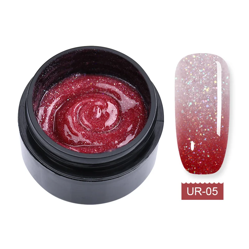 glitter5 UR SUGAR 15 мл термальный поли УФ гель набор Наборы Блеск Температура Изменение цвета Замачивание от УФ светодиодный Bulider гель продлевающий половой акт инструменты для полировки - Цвет: glitter5