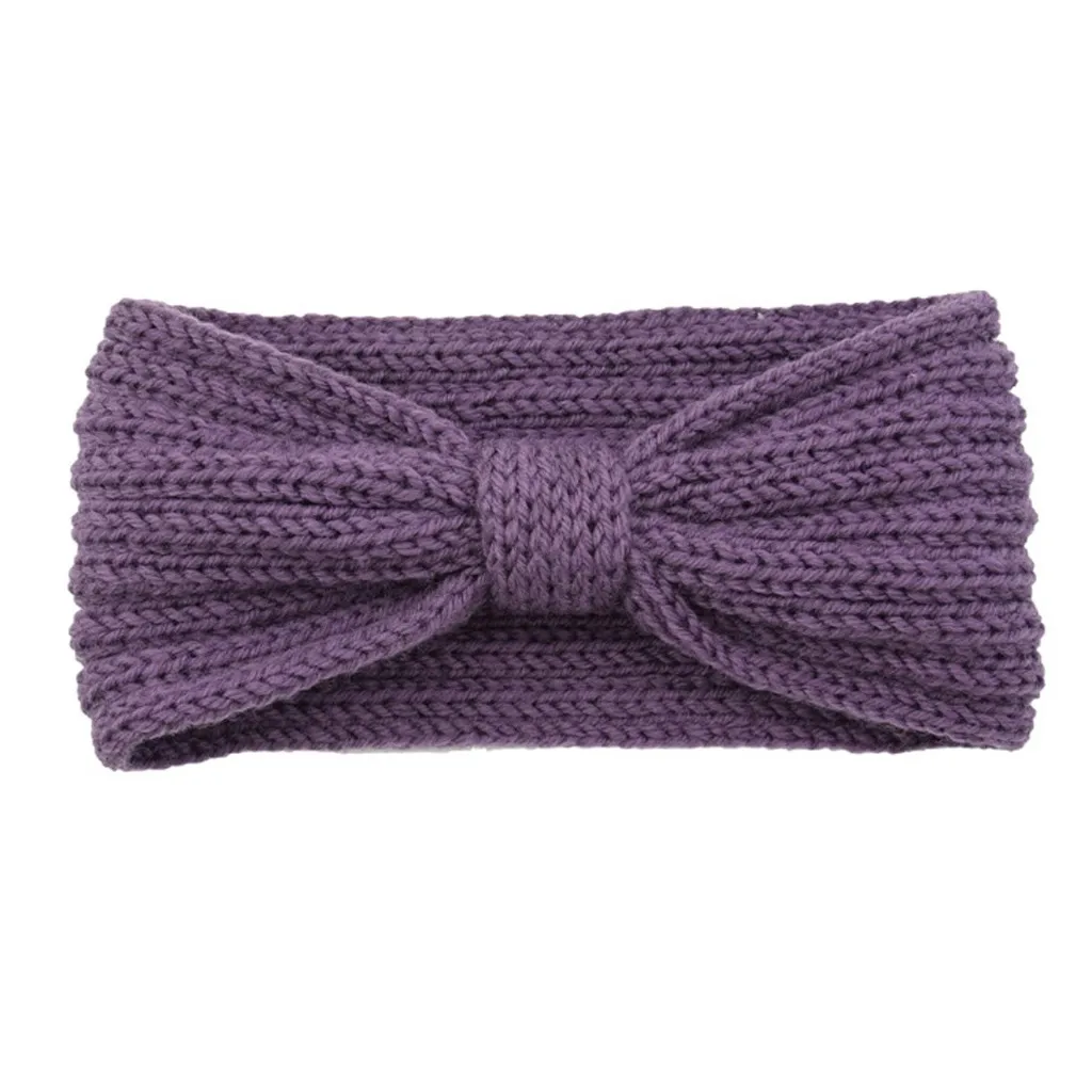Purple Модная женская теплая вязаная повязка на руку головная повязка сладкие девушки волосы головной убор девушки макияж эластичные резинки для волос аксессуары - Цвет: Purple