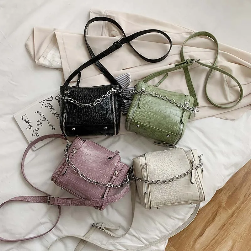 Женские сумки на плечо кожаная сумка ведро женские молнии из кожи аллигатора