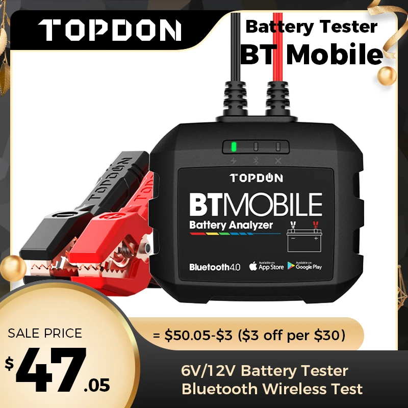 

TOPDON Bluetooth-Compatible Car Battery Tester BT mobile 12V Wireless Monitor 100 2000CCA Auto Charger Cranking Analyzer Tool