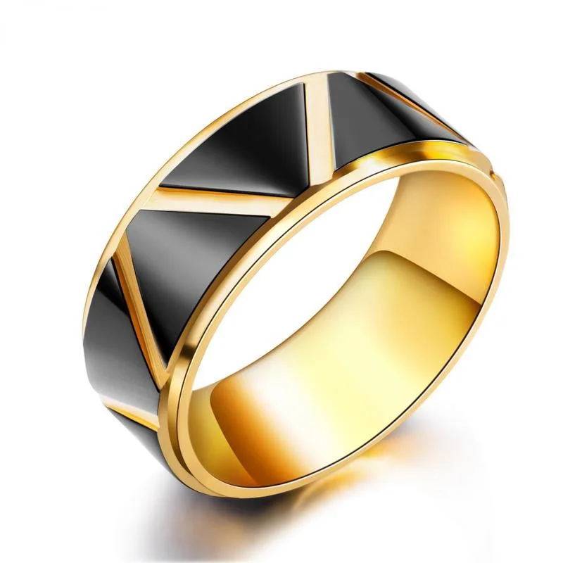 

Megin D Hot Sale Casual Simple Personality Between Golden Titanium Steel Rings for Men Women Couple Friend Fashion Gift Jewelry
