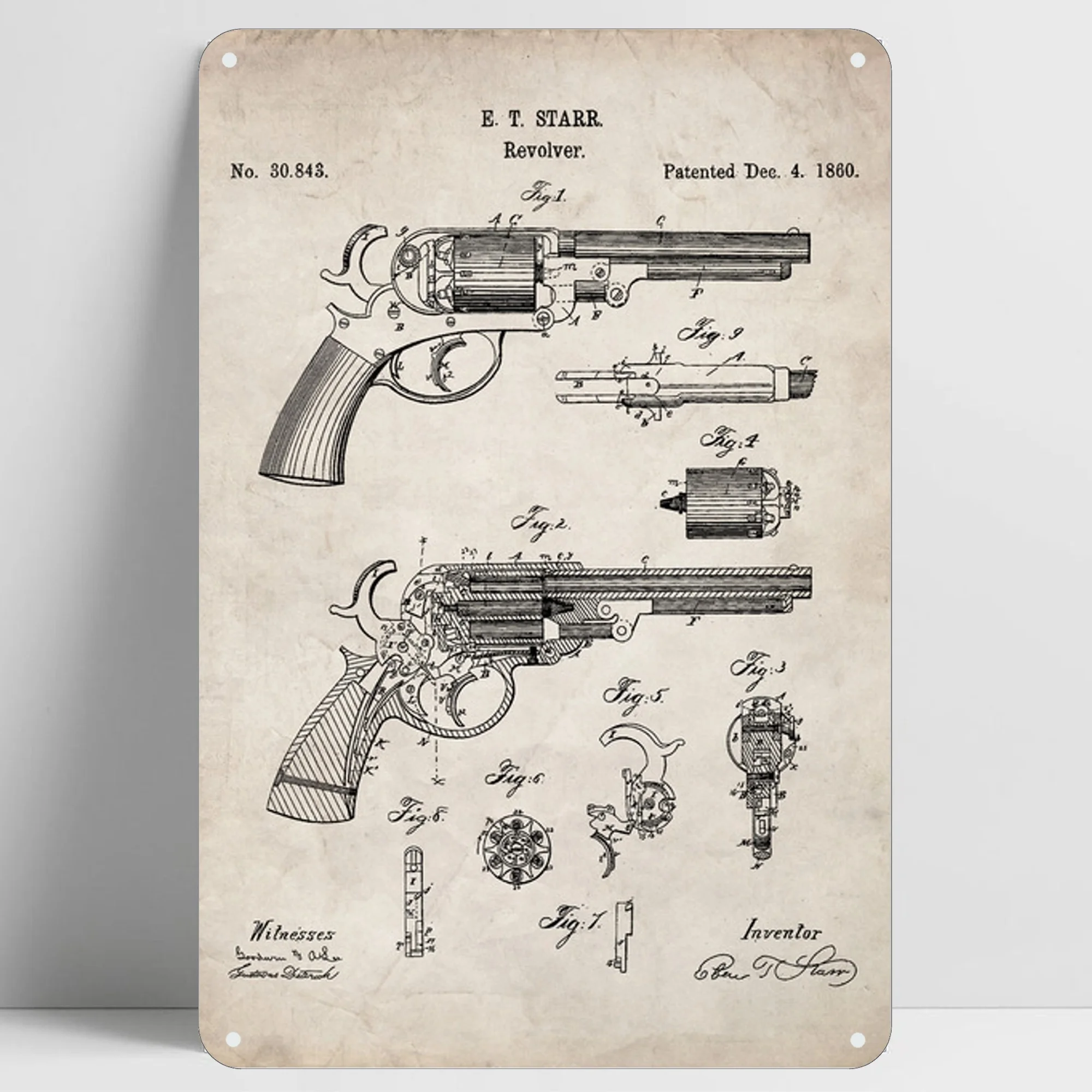

Revolver Motif 1 1860 Vintage Novelty Funny Tin Sign Bar Pub Home Metal Poster Wall Art Decor Poster 8"X12" 12"X16"