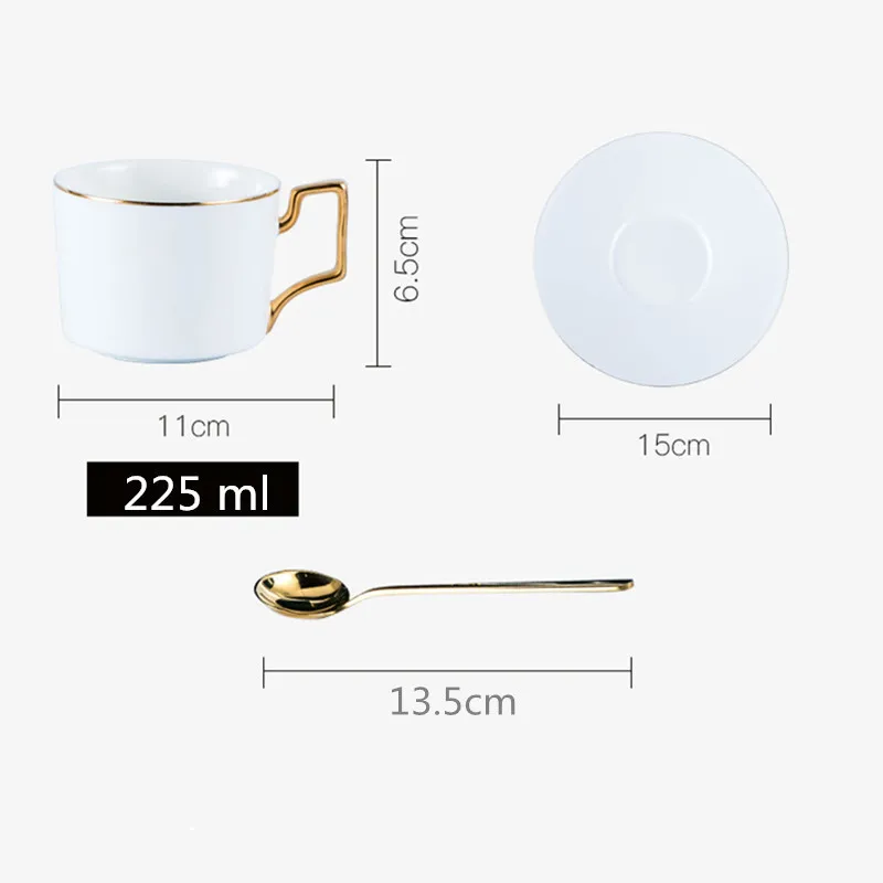 

Nordic Style Elegant Coffee Cups and Saucers Handmade Ins Golden Milk Cup Set Home English afternoon tea cup with spoon