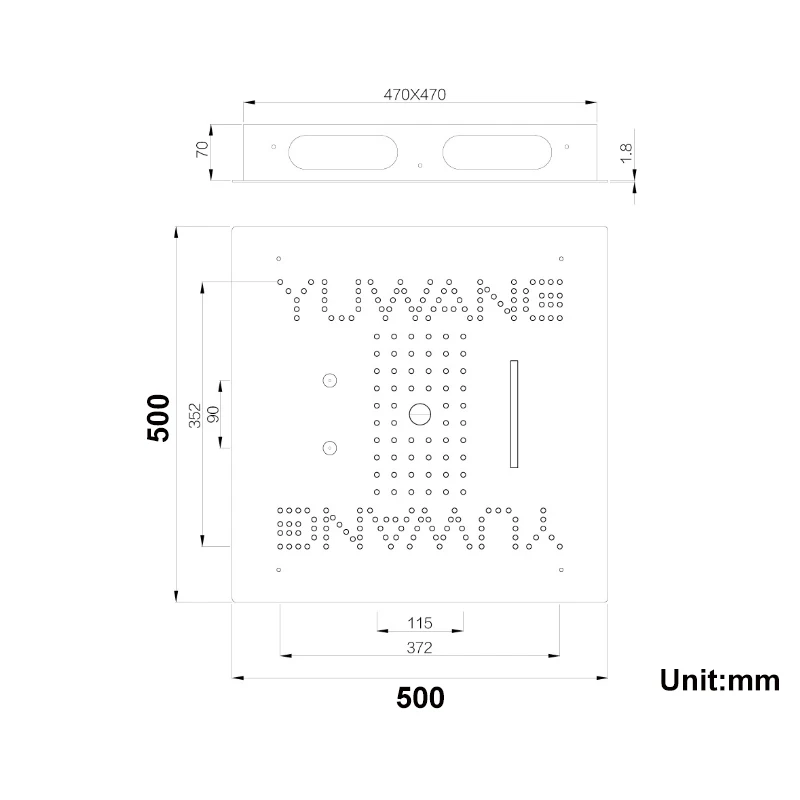 

20 Inch Rainfall LED Shower Heads Black Color LED Shower 4 Functions Ceiling Showerheads Touch Panel Light