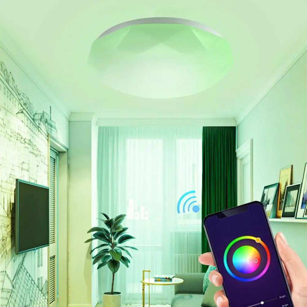 

Durable Ceiling Lights Strong Penetration Bedroom Wall Surface Mount Flush Panel Remote Control APP Bluetooth Music Light