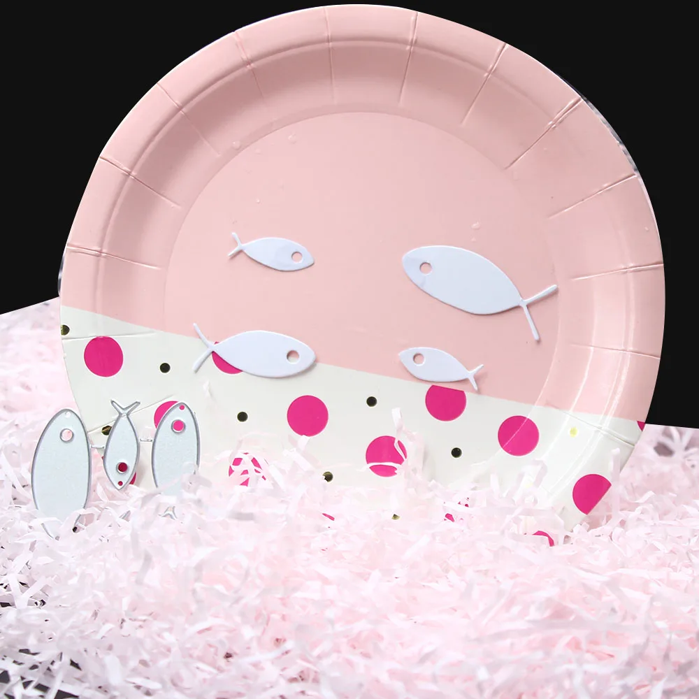 Металлические штампы для скрапбукинга с 4 маленькими рыбками супер приятные