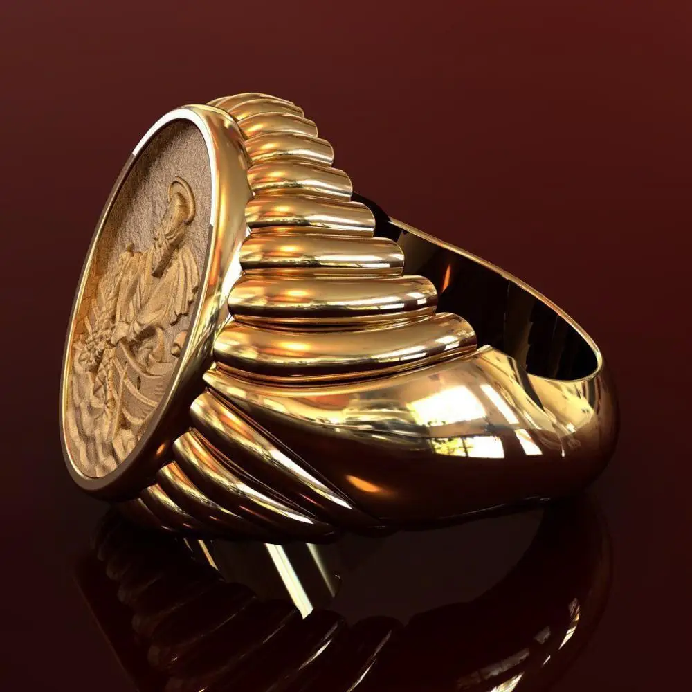 Мужские кольца в стиле ретро, резьба в рыбалке, бабушке, дедушке, очаровательные уникальные ювелирные изделия для свадебной годовщины, стандартное Золотое кольцо