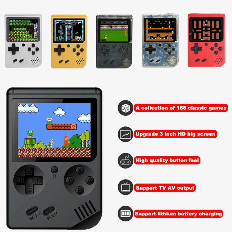 Мини Портативный ретро Ностальгический 3,0 дюймов портативный retromini мальчик видео плеер Карманная игровая консоль плееры встроенные 168 игры