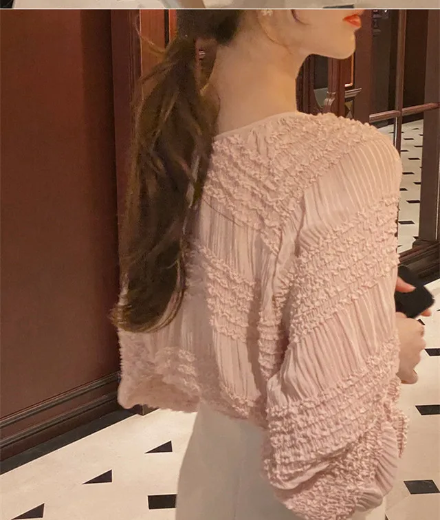 WHITNEY WANG Blouses 2020 Spring Fashion Streetwear Lantern Sleeve Ruffled Chiffon Blouse Women Blusas Lady Shirt Top | Женская одежда