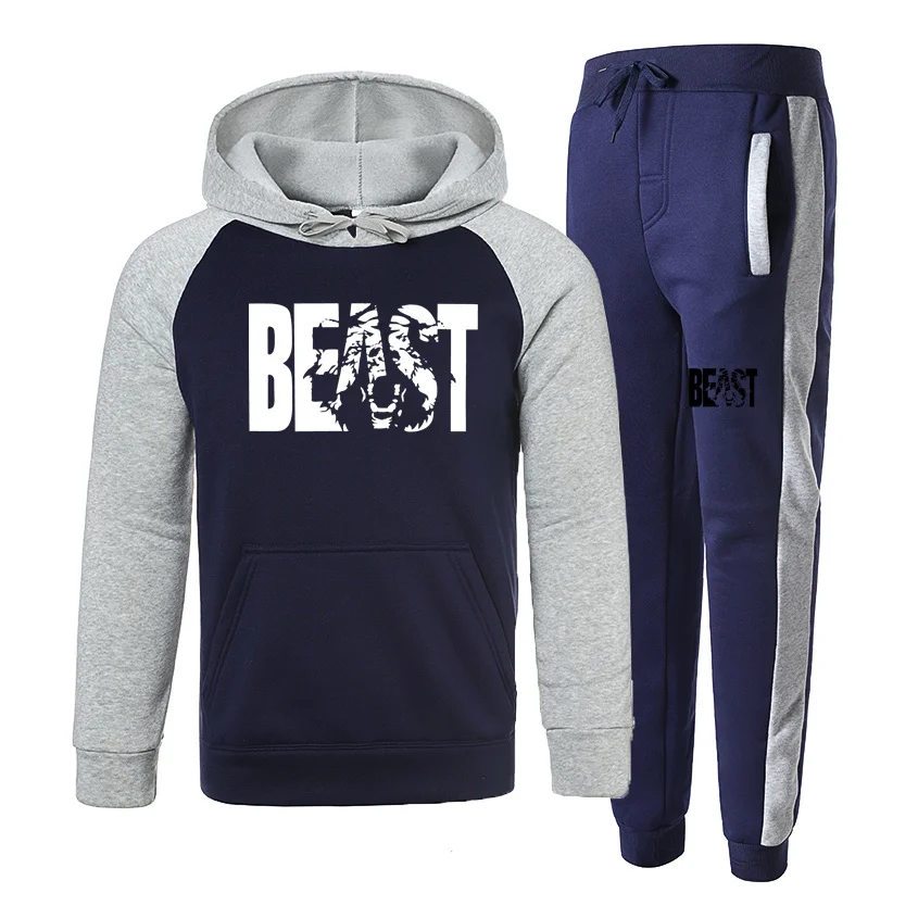 

Fall Winter Men's Tracksuit Two Pieces Set Hoodies+Pants Sport Suits Men Sweatshirt Zipper Hoodies Men Clothing Sets Sportswear