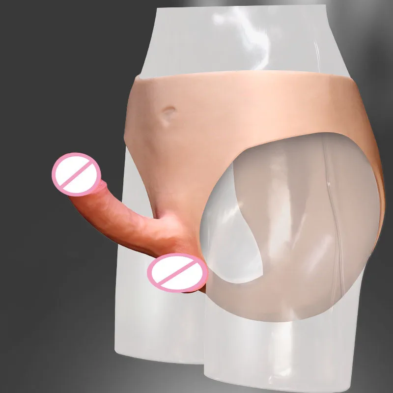 Полностью силиконовый страпон фаллоимитатор унисекс полый/твердый с кротальным