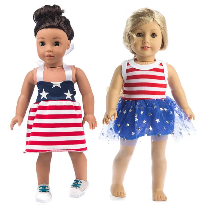

18 Inch Doll Toys Dress Stripe Star Pattern Lace Dress for 43cm Doll Dresschildren Girl Birthday Gifts