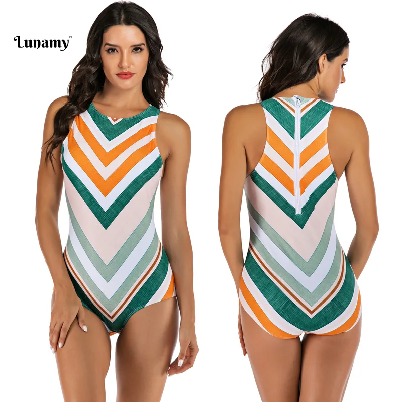 Lunamy красочный слитный купальник женский без рукавов для серфинга боди пляжная