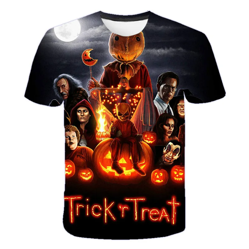 Детская модная индивидуальная футболка с коротким рукавом и принтом тыквы на