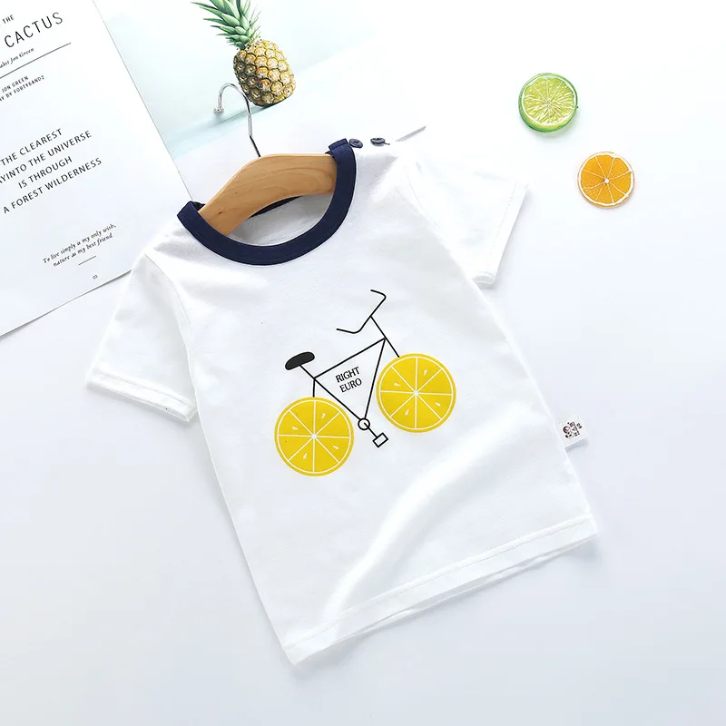 Летние футболки с коротким рукавом для маленьких девочек и мальчиков хлопковые