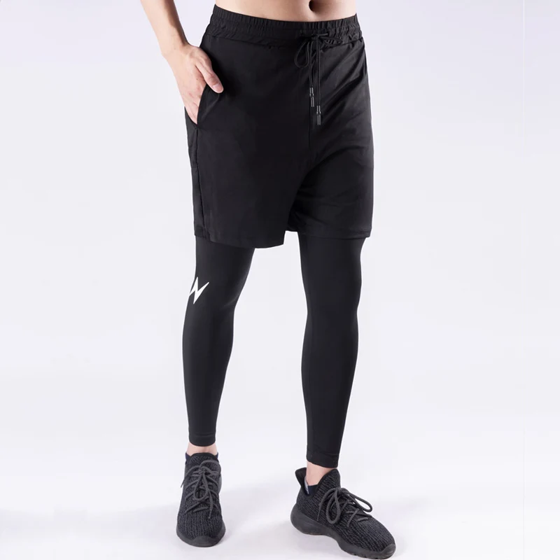 

Брюки мужские светоотражающие из двух частей, Стрейчевые быстросохнущие штаны с принтом молнии для фитнеса, тренировок и бега