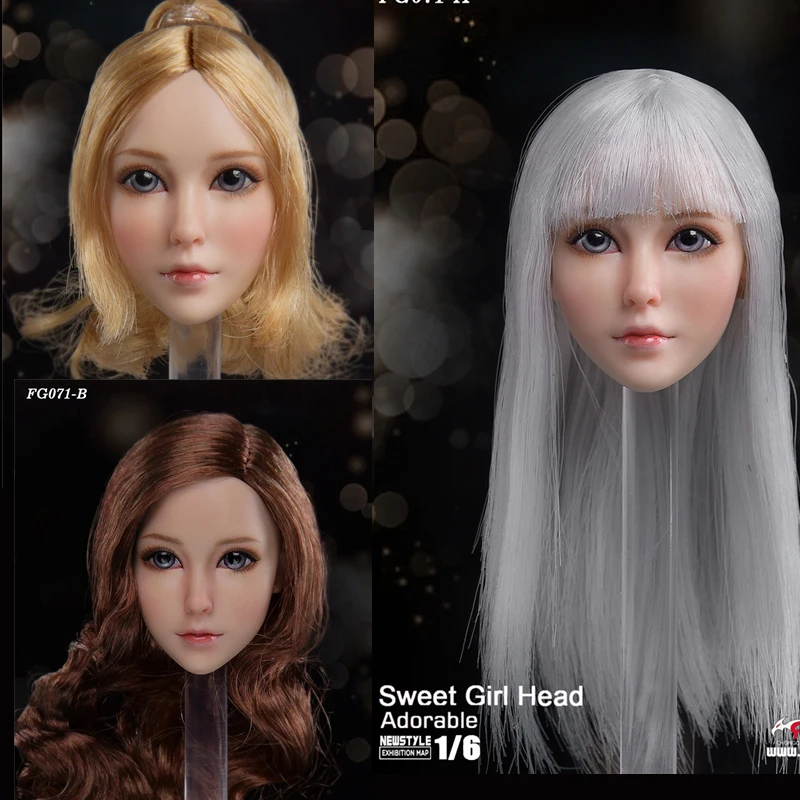 1/6 весы женская голова лепить Сладкая девушка резьба по голове для 12 дюймов фигурку тела DIY огонь девушка игрушки FG071
