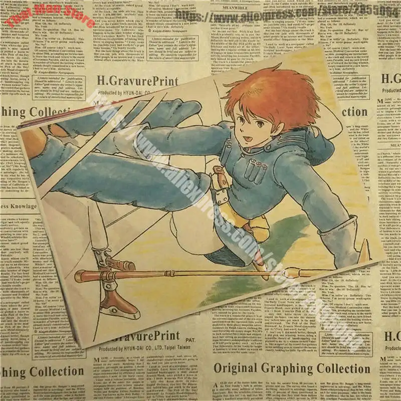 Комикс Nausicaa долина ветра ретро-постер к фильму крафт-бумага декоративная живопись - Цвет: Сливовый