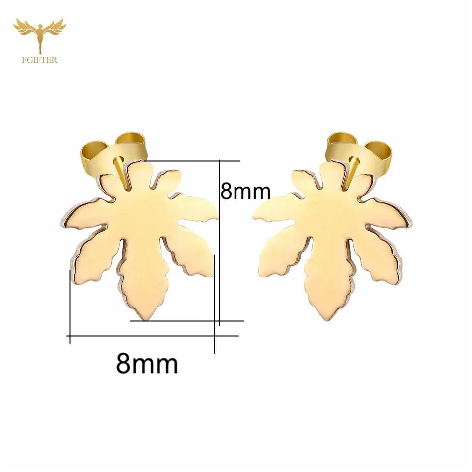 

12Pairs Stainless Steel Earring Set Maple Leaf Earring Rainbow Color Ear Accessories Sweet Woman Jewelry Wholesale