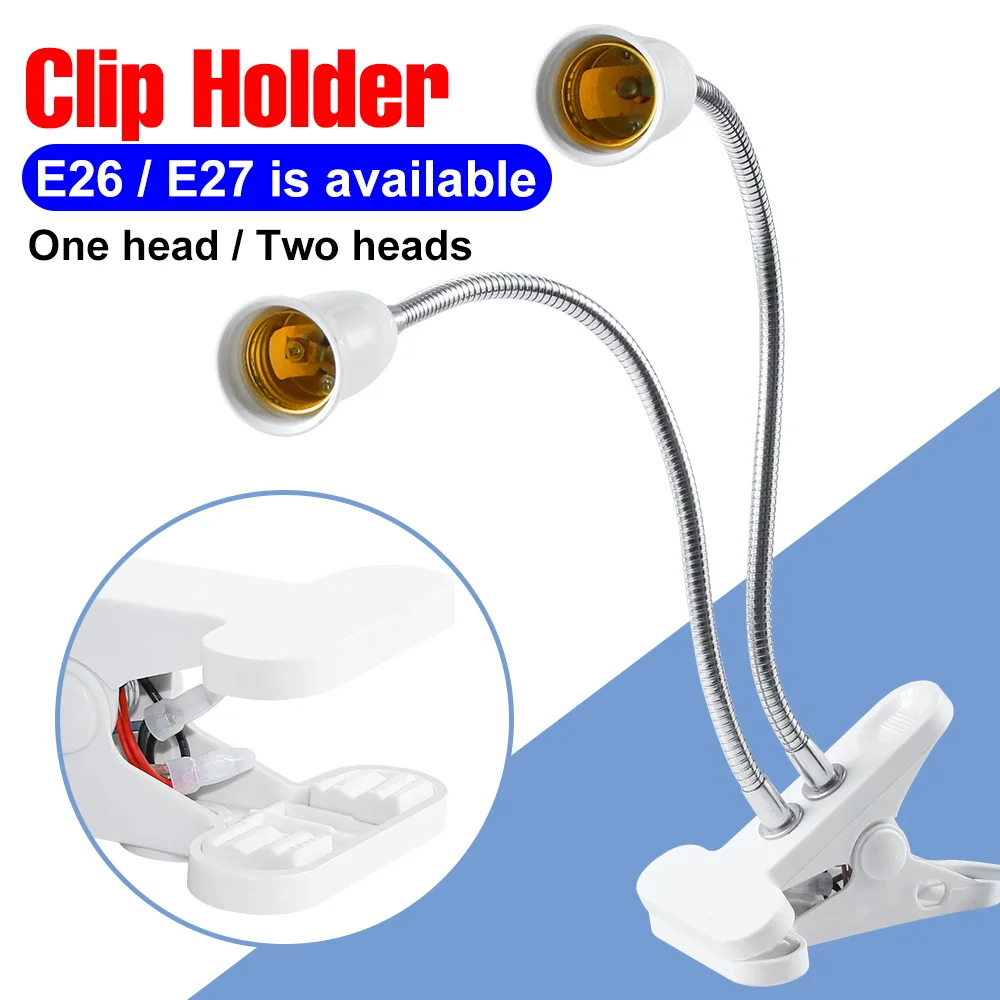 

LED Bulb Lamp Base Socket E27 LED Lamp Holder 85-265V Led Flexible Clip Desk Lamp Holder Button Switch For Bulb EU/UK/US/AU Plug